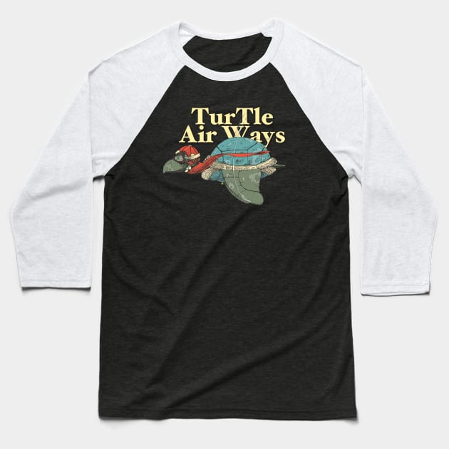 Turtle AirWays Baseball T-Shirt by RobertBretonArt